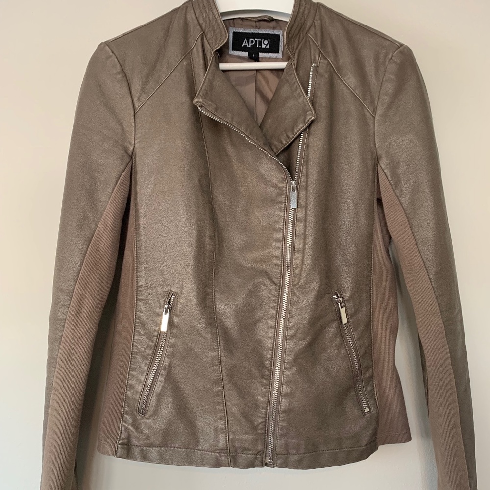 Taupe Biker/Bomber jacket with asymmetric zipper